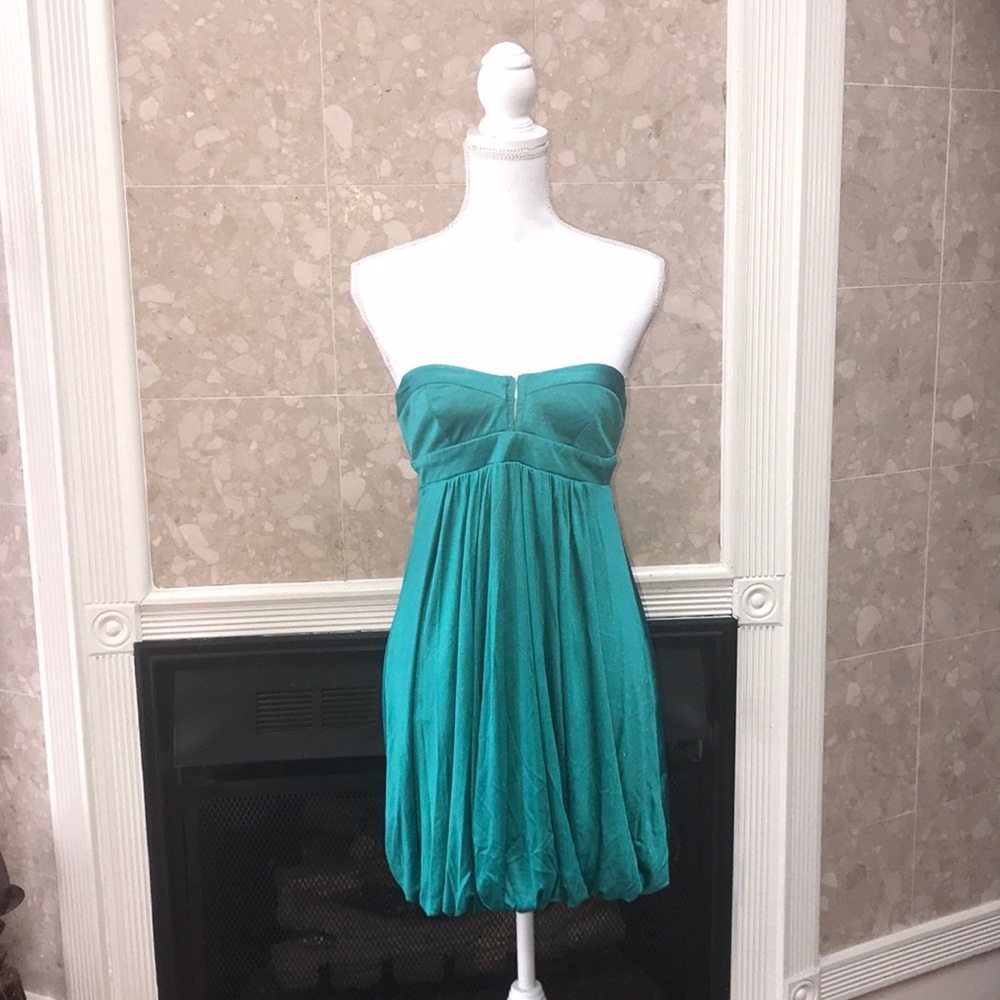 💎 Bebe corset top dress in teal with bubble hem